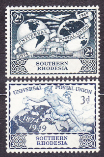 SOUTHERN RHODESIA 1949, Michel 70-71, ** čistá séria. KOLÓNIE. UPU - 75. VÝROČIE.