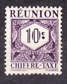 RÉUNION 1947, Michel 26, čistá bez lepu. KOLÓNIE. DOPLATNÉ. ČÍSLICE.