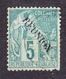 RÉUNION 1891, Michel 20, razená. KOLÓNIE. ALEGÓRIA - PRETLAČ.