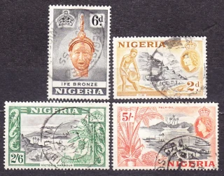 NIGÉRIA 1953, Michel 74, 78, 80-81, razené. KOLÓNIE. KRÁĽOVNÁ ALŽBETA II. - KRAJINY.