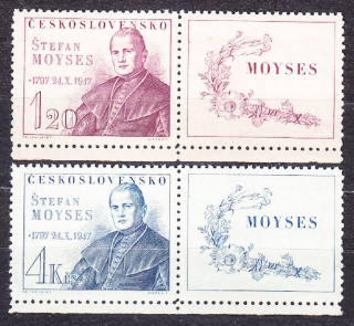 ČSSR 1947, Pofis 460 KP - 461 KP, ** čistá séria s pravými kupónmi. ŠTEFAN MOYZES.