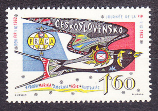 ČSSR 1962, Pofis 1269, ** čistá séria. KONGRES FIP - LASTOVIČKA..
