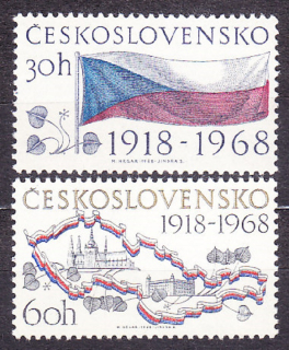 ČSSR 1968, Pofis 1719-1720, ** čistá séria. VZNIK ČESKOSLOVENSKA.