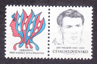 ČSSR 1991, Pofis 2982 KĽ, ** čistá séria s ľavým kupónom. JAN PALACH.