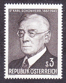 RAKÚSKO 1967, Michel 1234, ** čistá séria. SPISOVATEĽ K. SCHONHERR.