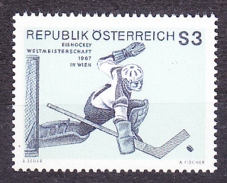 RAKÚSKO 1967, Michel 1235, ** čistá séria. MAJSTROVSTVÁ SVETA V HOKEJI.
