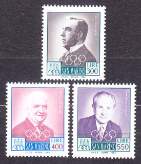 SAN MARINO 1984, Michel 1291-1293, ** čistá séria. OLYMPIJSKÍ FUNKCIONÁRI.