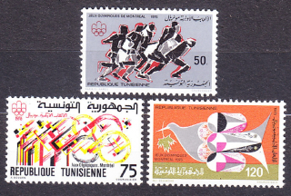 TUNISKO 1976, Michel 897-899, ** čistá séria. LOH V MONTREALI.
