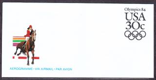 USA 1983, nepoužitý AEROGRAM. LOH V LOS ANGELES.
