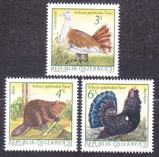 RAKÚSKO 1982, Michel 1717-1719, ** čistá séria. CHRÁNENÉ ZVIERATÁ.