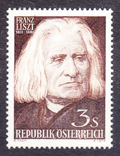 RAKÚSKO 1961, Michel 1099, ** čistá séria. SKLADATEĽ F. LISZT.