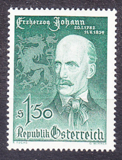 RAKÚSKO 1959, Michel 1061, * čistá séria. ARCIVOJVODA JOHAN VON OSTERREICH.