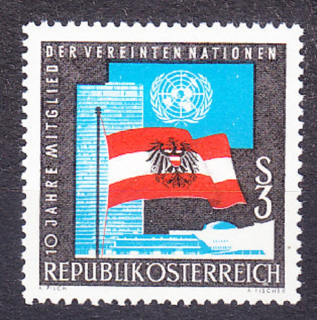 RAKÚSKO 1965, Michel 1197, * čistá séria. 10 ROKOV V OSN.