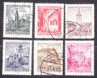 RAKÚSKO 1962, Michel 1111-1115, 1120, razené. HISTORICKÉ BUDOVY.