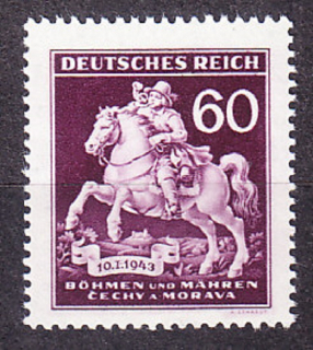 PROTEKTORÁT 1943, Pofis 102, ** čistá s doskovou chybou 2/2. DEŇ POŠTOVEJ ZNÁMKY.