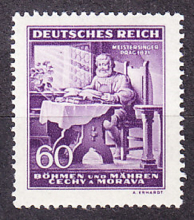 PROTEKTORÁT 1943, Pofis 108, ** čistá s doskovou chybou 40/2. RICHARD WAGNER.