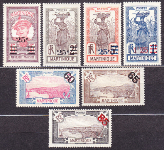 MARTINIQUE 1922, Michel 106-111, 113, * čisté. KOLÓNIE. PRETLAČE.