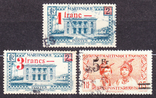 MARTINIQUE 1945, Michel 226, 228-229, razené. KOLÓNIE. PRETLAČE.