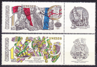 ČSSR 1971, Pofis 1884k-1885k, ** čistá séria s kupónmi. UNESCO.