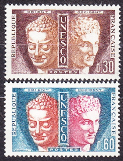 FRANCÚZSKO - SLUŽOBNÉ PRE UNESCO 1965, Michel 4-5, ** čistá séria. BUDHA A HERMES.