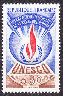 FRANCÚZSKO - SLUŽOBNÉ PRE UNESCO 1971, Michel 12, ** čistá séria. ĽUDSKÉ PRÁVA.