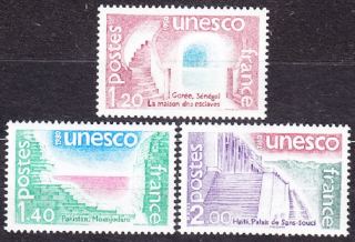 FRANCÚZSKO - SLUŽOBNÉ PRE UNESCO 1980, Michel 21-23, ** čistá séria. SVETOVÉ DEDIČSTVO.