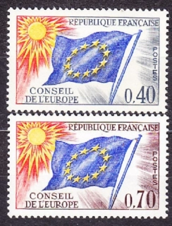 FRANCÚZSKO - SLUŽOBNÉ PRE RADU EURÓPY 1969, Michel 13-14, ** čistá séria. EURÓPSKA VLAJKA.