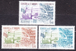 FRANCÚZSKO - SLUŽOBNÉ PRE RADU EURÓPY 1981, Michel 27-29, ** čistá séria. ŠTRASBURG - SÁLA.