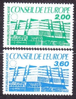 FRANCÚZSKO - SLUŽOBNÉ PRE RADU EURÓPY 1987, Michel 43-44, ** čistá séria. ŠTRASBURG - EURÓPSKY DOM.