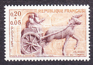FRANCÚZSKO 1963, Michel 1428, ** čistá séria. DEŇ ZNÁMKY - RÍMSKY VOZ.