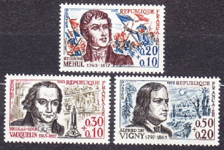 FRANCÚZSKO 1963, Michel 1439-1441, ** čistá séria. ČERVENÝ KRÍŽ - OSOBNOSTI.