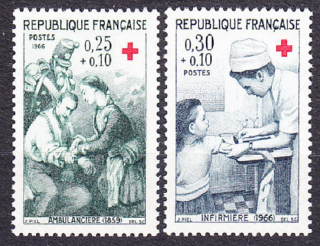 FRANCÚZSKO 1966, Michel 1568-1569, ** čistá séria. ČERVENÝ KRÍŽ.