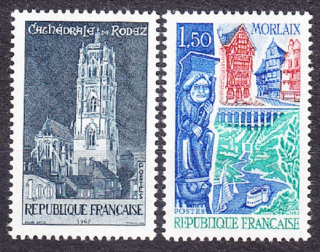 FRANCÚZSKO 1967, Michel 1585-1586, ** čistá séria. KATEDRÁLA, POMNÍK.