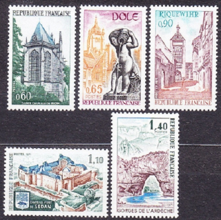 FRANCÚZSKO 1971, Michel 1756-1760, ** čistá séria. KRAJINY - TURIZMUS.
