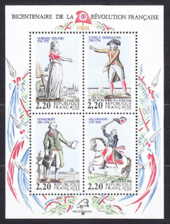 FRANCÚZSKO 1989, Michel Block 8, ** čistý hárček. FRANCÚZSKA REVOLÚCIA.
