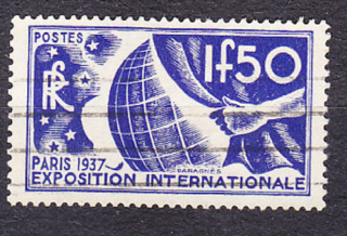 FRANCÚZSKO 1936, Michel 333, razená. SVETOVÁ VÝSTAVA V PARÍŽI.