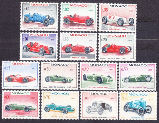 MONAKO 1967, Michel 848-861, ** čisté. PRETEKÁRSKE AUTOMOBILY.