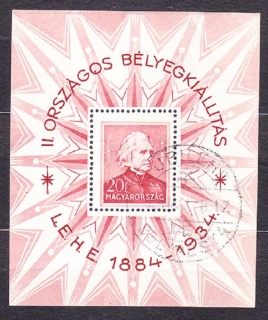 MAĎARSKO 19134 Michel Block 1, razený hárček. VÝSTAVA V BUDAPEŠTI.
