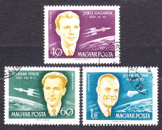 MAĎARSKO 1962, Michel 1873-1875, razené. SLÁVNI KOZMONAUTI.