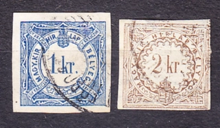 MAĎARSKO 1868, Michel I + II a, razená séria. NOVINOVÉ - ČÍSLICE ( MALÉ k ).