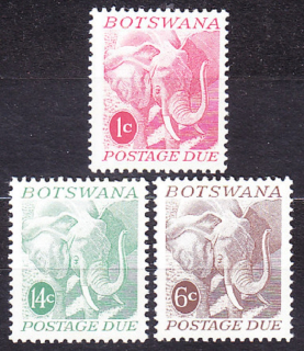 BOTSWANA 1971, Michel 4, 6-7, * čisté. DOPLATNÉ. SLONY.