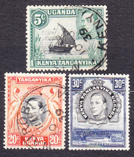 KEŇA / UGANDA / TANGANIKA 1938, Michel 53, 60, 62, razené. KOLÓNIE. KRÁĽ GEORGE VI. - KRAJINY.