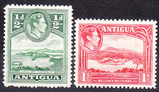 ANTIGUA 1938, Michel 78-79, * čisté. KOLÓNIE. KRÁĽ GEORGE VI. - KRAJINY.