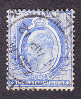 MALTA 1907, Michel 35, razená. KOLÓNIE. KRÁĽ EDWARD VII.