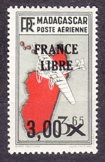 MADAGASCAR 1943, Michel 343, ** čistá. KOLÓNIE. LETECKÉ - PRETLAČ.