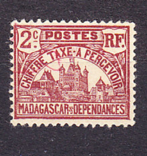 MADAGASCAR 1908, Michel 8, * čistá. KOLÓNIE. DOPLATNÉ. VLÁDNA BUDOVA.