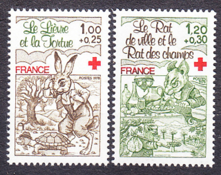 FRANCÚZSKO 1978, Michel 2129-2130, ** čistá séria. ČERVENÝ KRÍŽ - BÁJKY.