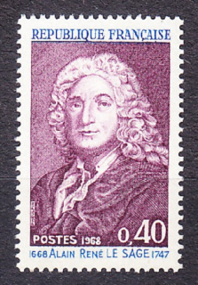 FRANCÚZSKO 1968, Michel 1623, ** čistá séria. SPISOVATEĽ A. LESAGE.