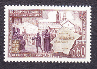 FRANCÚZSKO 1968, Michel 1627, ** čistá séria. VZNIK CIRKEVNÉHO ŠTÁTU.