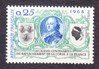 FRANCÚZSKO 1968, Michel 1637, ** čistá séria. KRÁĽ ĽUDOVÍT XV. , ERBY.